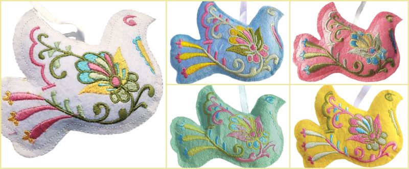 foto Vy��van� dekorace - r��ov� holubice