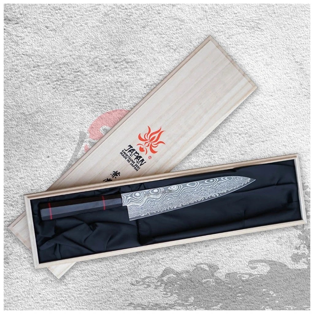 foto Japonsk� n�� Gyuto/Chef 210 mm Kanetsune Damascus Namishibuki series