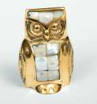 mosazn� sova zdoben� perlet�  - 9 cm