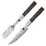 Pr�miov� sada dama�kov�ho no�e a vidli�ky Dellinger Damascus VG-10